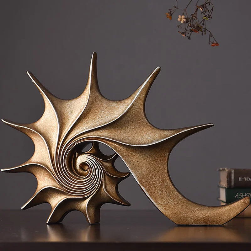 European Style Light Luxury Resin Handicrafts Conch Ornament Home Room Decor Items Office Living Room Cabinet Desktop Accessory