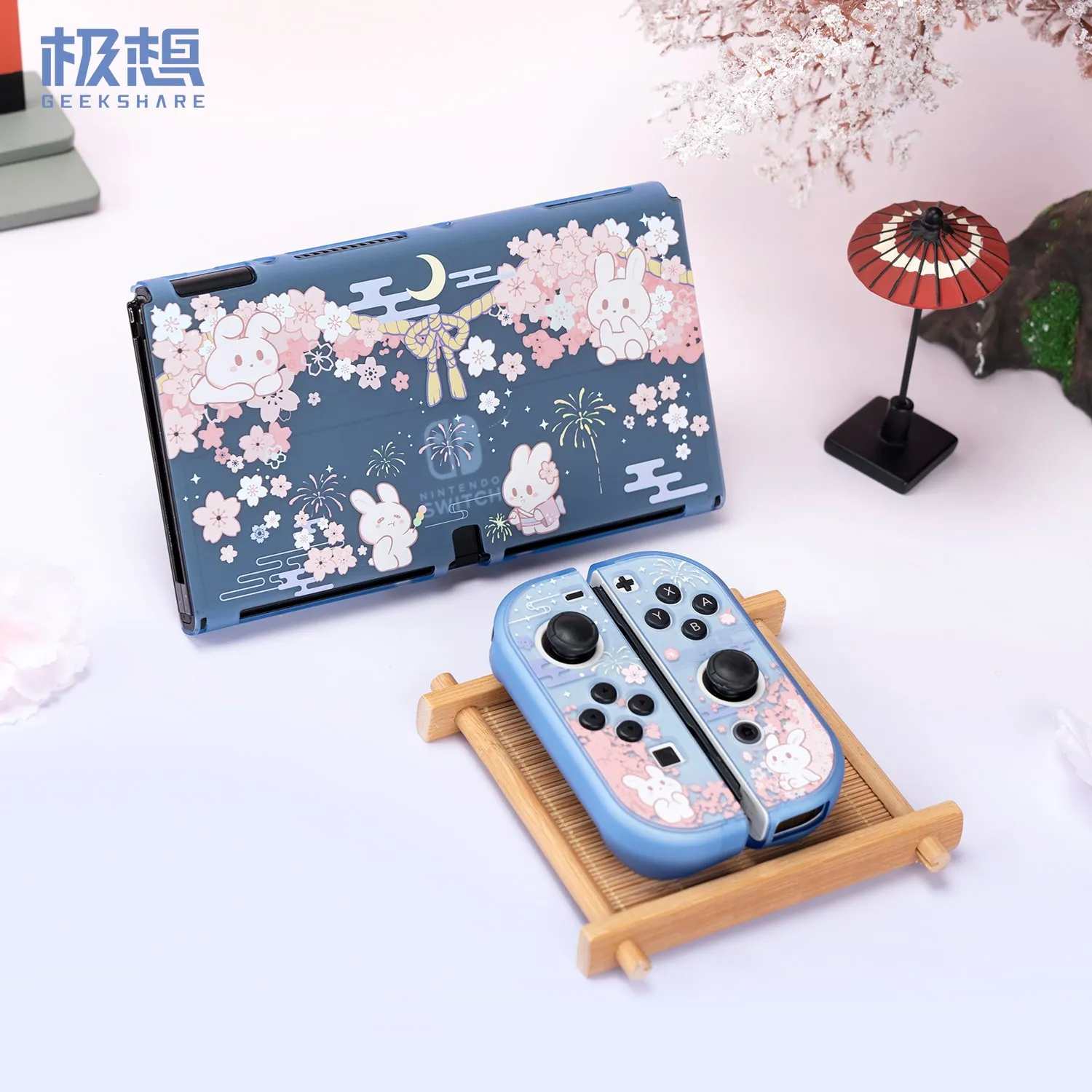 Geeks hare Schutzhülle für Nintendo Switch oled ns Spiel zubehör Nacht Kirsche Hase Nintendo Switch Hard Shell hohe Qualität