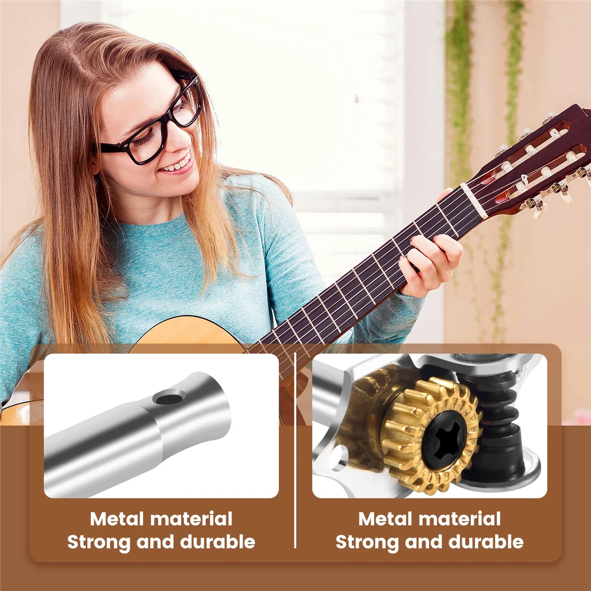 ROO 3L3R 6Pcs 1:18 Guitar String Tuning Pegs Tuner Machine Heads Knobs Tuning Keys for Acoustic or Electric Guitar Silver
