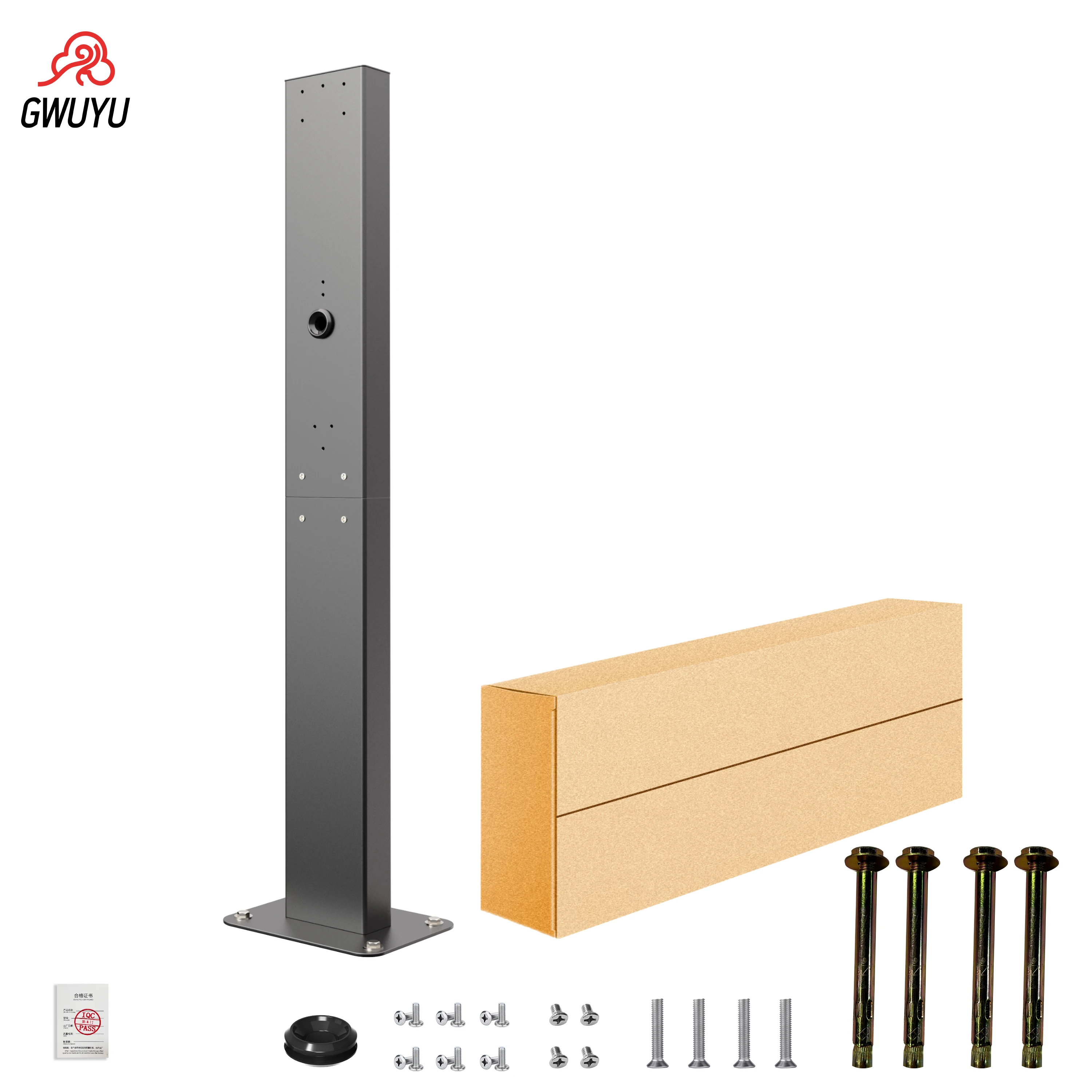 GWUYU محطة شحن السيارة الكهربائية المصنوعة من سبائك الألومنيوم بطول 1 متر كومة مستقيمة مثبتة على الحائط لشحن EV