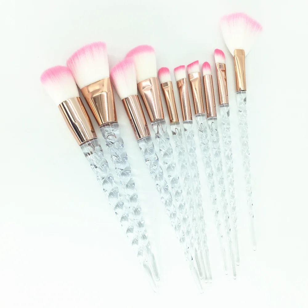 10 stücke Einhorn Make-Up Pinsel Set Diamant Kristall Griff Blending Foundation Pulver Lidschatten Augenbraue Pinsel Schönheit Make-Up-Tools