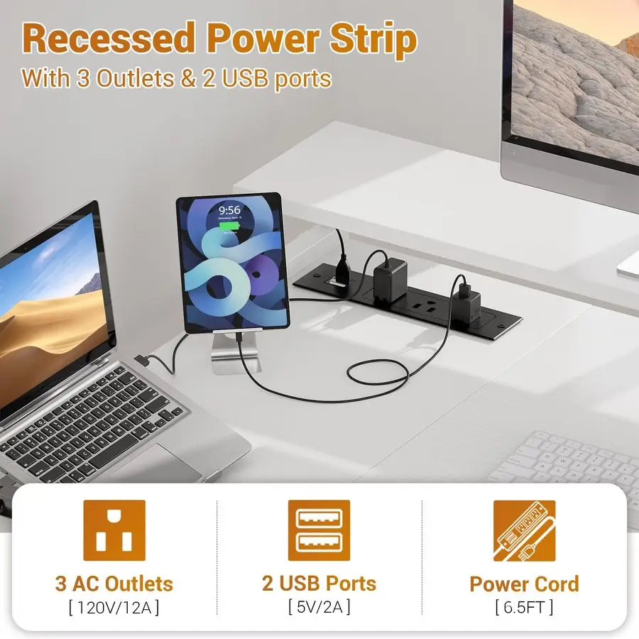 L Shaped Desk with File Drawer, Reversible L Shaped Computer Desk Gaming Desk with Power Outlet amp LED Strip, Home Office Desk