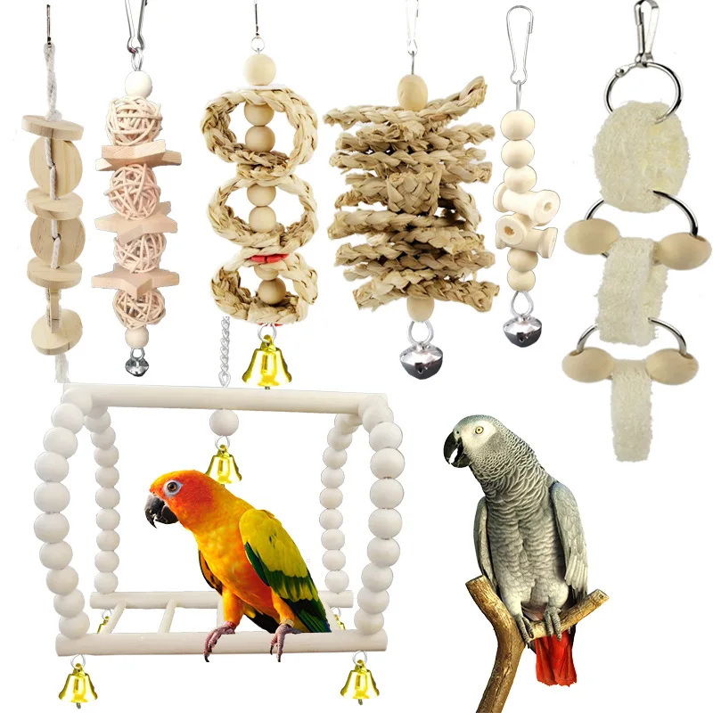 Vogels pielzeug Sittich Käfig Zubehör Vogel Spielzeug Schaukel für Vogelkäfig bunte Natur spielzeug geeignet für Papagei Nymphen sittich