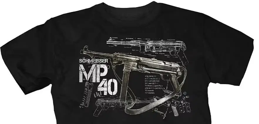 

Футболка немецкой армии Второй мировой войны Wehrmacht MP40 с пистолетом-пулемета, 100% хлопок, с круглым вырезом и коротким рукавом, летняя повседневная мужская футболка, уличная одежда