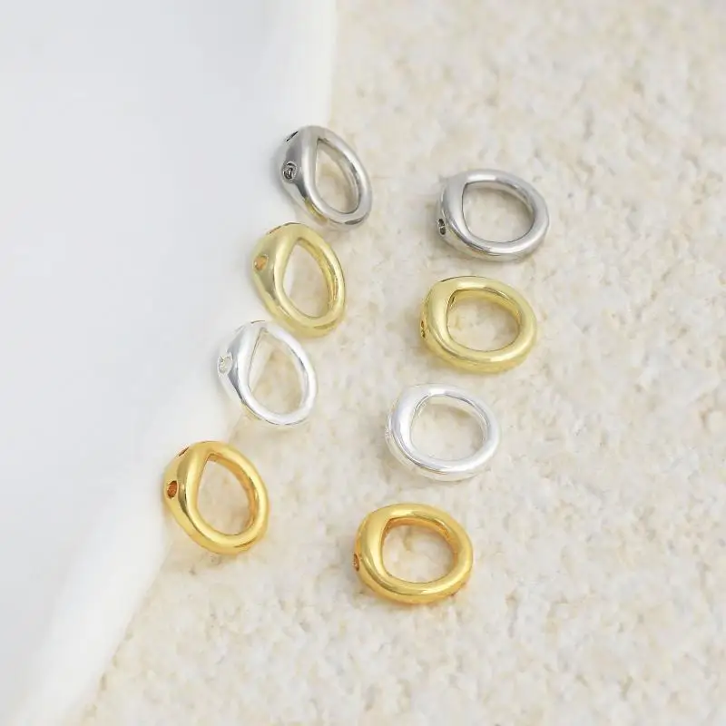 10/20Pcs Brass Circle Loop End Beads Gold Plated Ring Cord End Connectors For DIY Pearl Necklace Bracelet Jewelry Making
