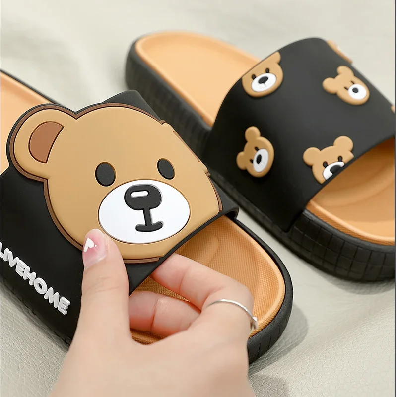 House Slippers Women Platform Bear Cute Funny Cloud Indoor Summer Sandal Slides Flip Flop Rubber Ladies Female Home Shoe Flat