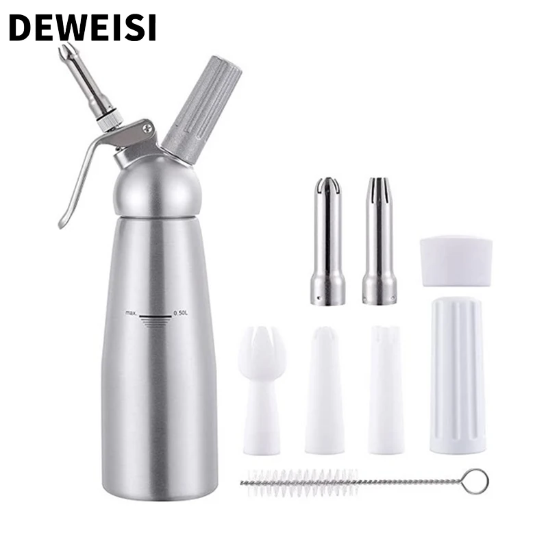 DEWEISI Stainless Steel Cream Whipper Kitchen Accessories Making Cream Cake square Round Head Nozzle Chargers