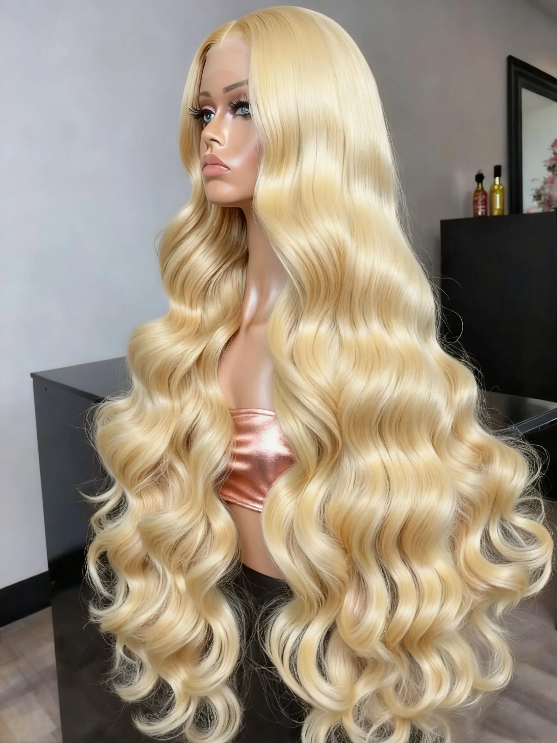 

30-36 дюймов, 613 цвет, парик из натуральных человеческих волос с кружевной передней частью, 13x6 HD, цвет медовый блонд, натуральная волна, бразильский парик с кружевной передней частью