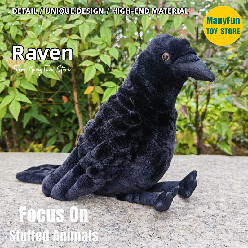 Raven Plush Toy High Fidelity Crow Plushie Corvus Corax Peluche Lifelike Stuffed Animals Simulation Doll Kawai Toy Gifts