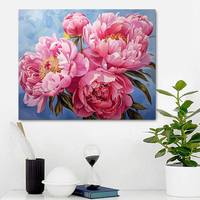 Painting By Numbers  peony flower DIY HandPainted Oil Painting Canvas Colouring Unique Gift Home Decorate