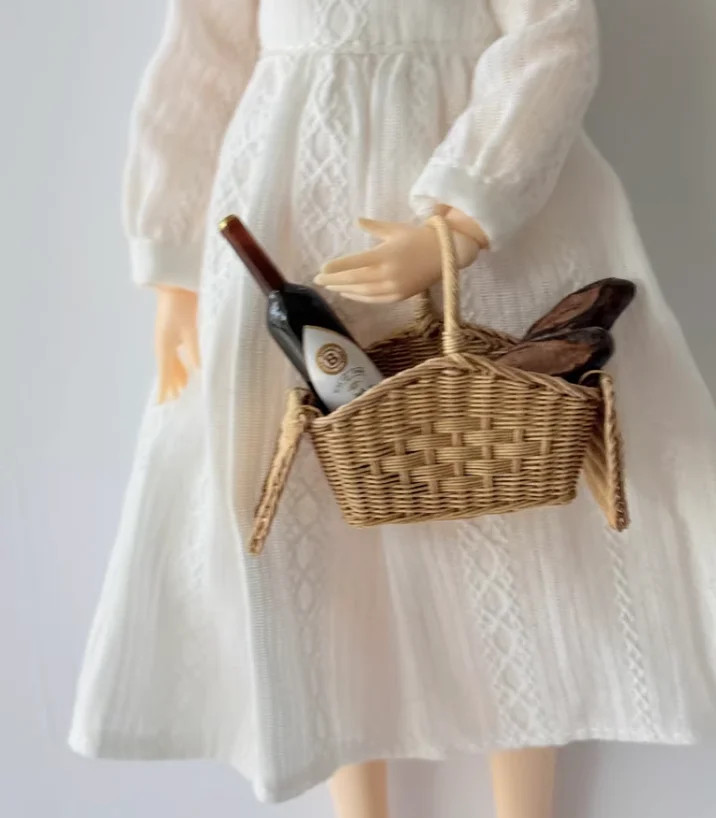 1/6 مصنوعات خوص مصغرة لبيت الدمى - سلة، سلة فواكه/خبز/زهرة، حقيبة، معلقة على الحائط، سلة أطفال |   الدعائم بيت الدمى الصغيرة