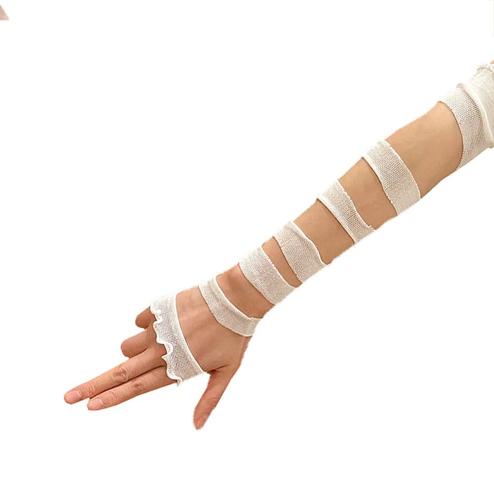 Y2k Long Arm Gloves Girl Arm Cover JK Style Bandages Sleeves Party Retro Cosplay Personalized Fashionable Fingerless Gloves