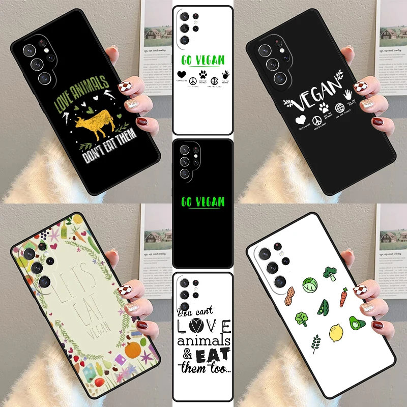 VEGAN FOOD QUOTES ANIMAL LOVE VEGGIE Phone Case For Samsung Galaxy S23 S21 S20 FE S24 S22 Ultra Note20 S10 S9 S8 Plus Cover