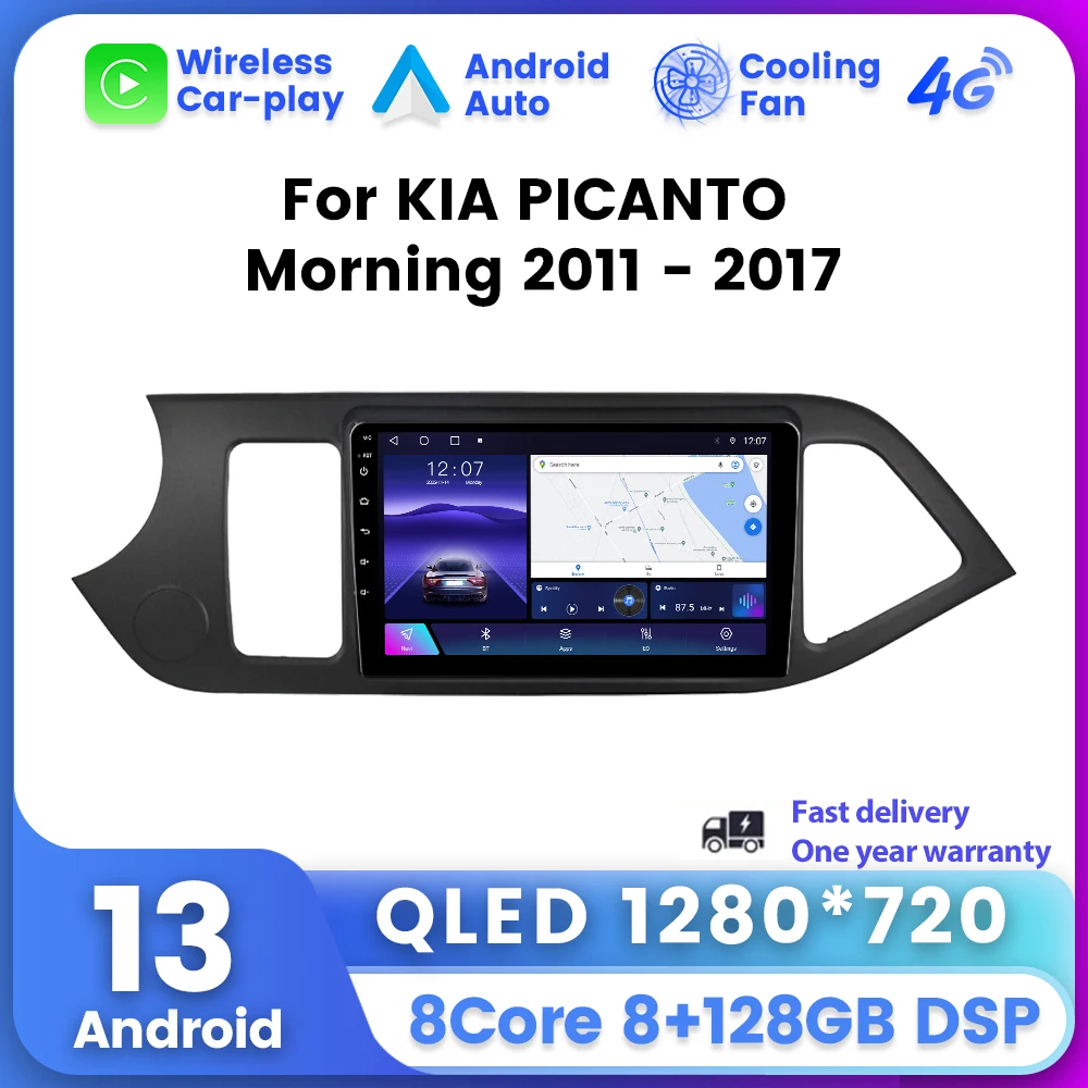 2Din Car Radio Wireless Carplay Android Auto For KIA PICANTO Morning 2011 - 2016 Multimedia Video Player Navigation WIFI DSP BT 