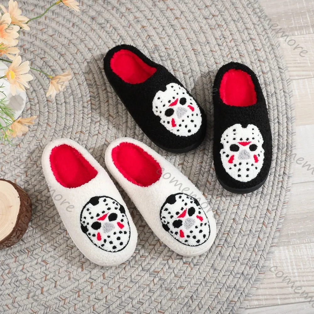 Comemore Slippers for Women Autumn and Winter Home Halloween Indoor Non-slip Cotton Slipper Padded Warm Soft Sole Slides Shoes