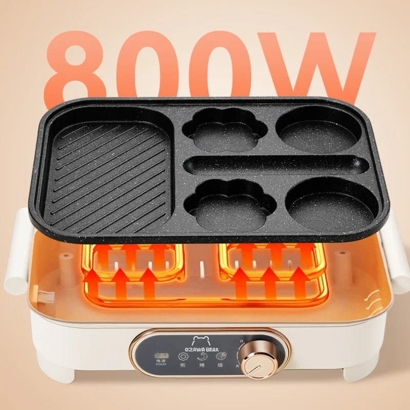 ماكينة صنع الإفطار بقوة 220 فولت مع وظائف 3 في 1، وطلاء غير لاصق، وأطباق سهلة التنظيف، مثالية للبيض والفطائر والنقانق