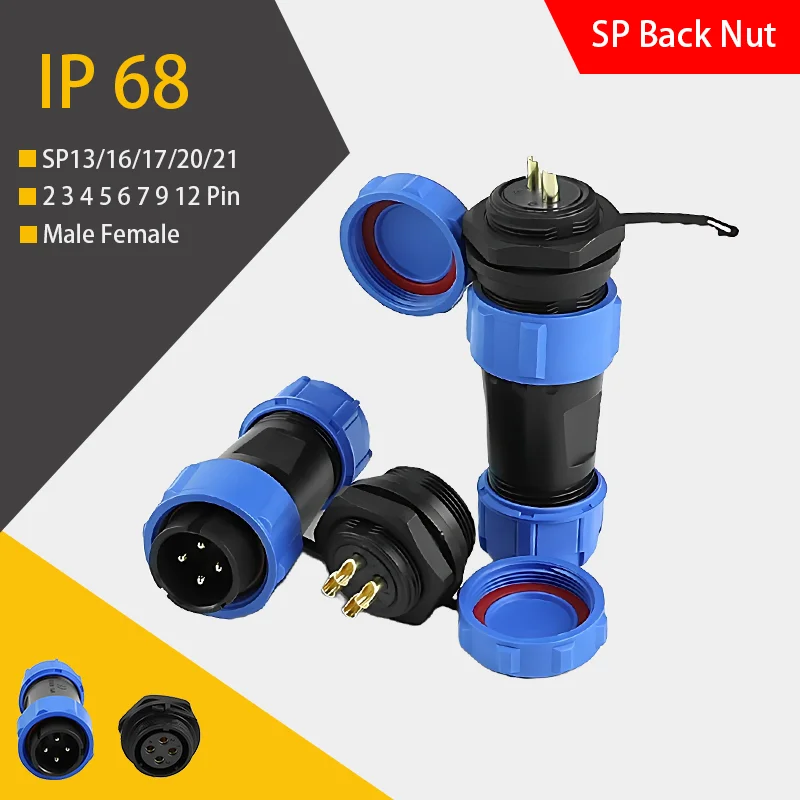 

Sp13 Sp16 Sp17 Sp20 Sp21 Waterproof Aviation Plug Socket Male Female Connector 2 3 4 5 6 7 9 12 Pin Rear Nut Ip68