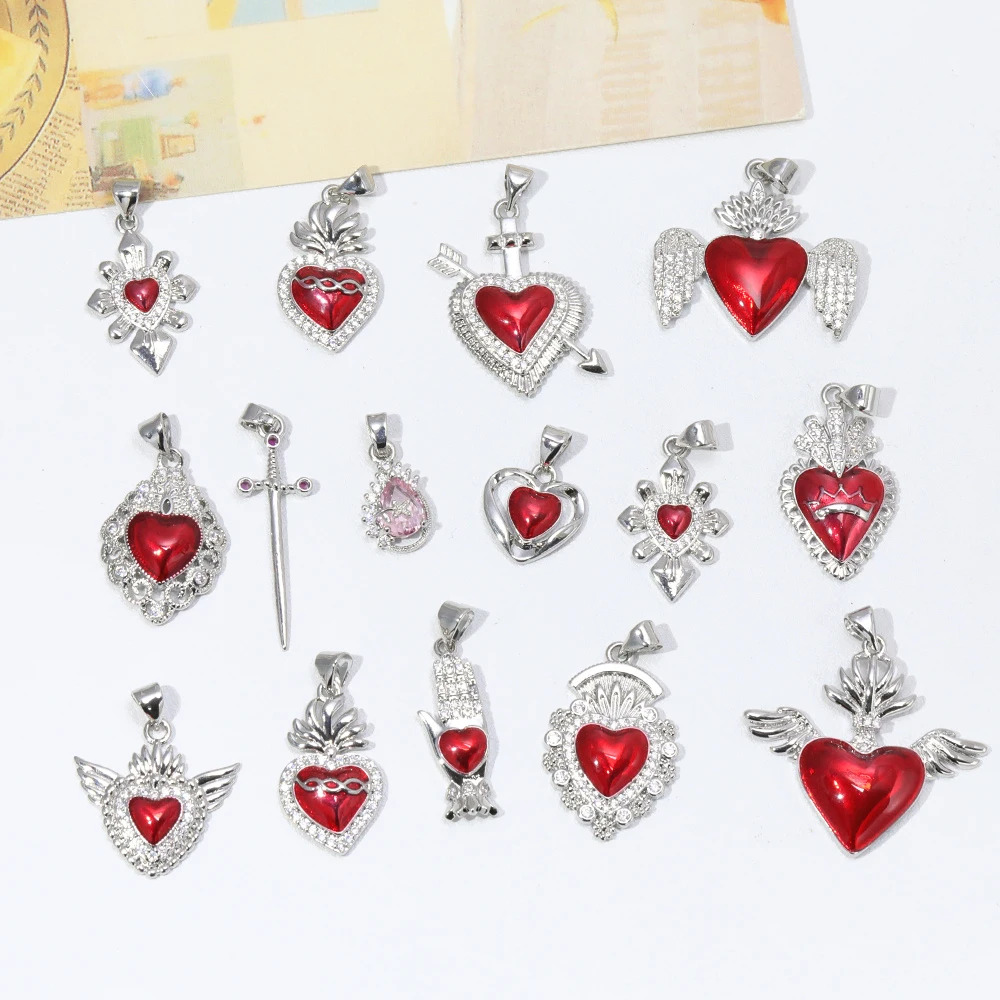

Cordial Design 30Pcs DIY Pendant For Necklace /Hand Made/Heart Shape/Jewelry Accessories/CZ Rhinestone Copper Charms #194221