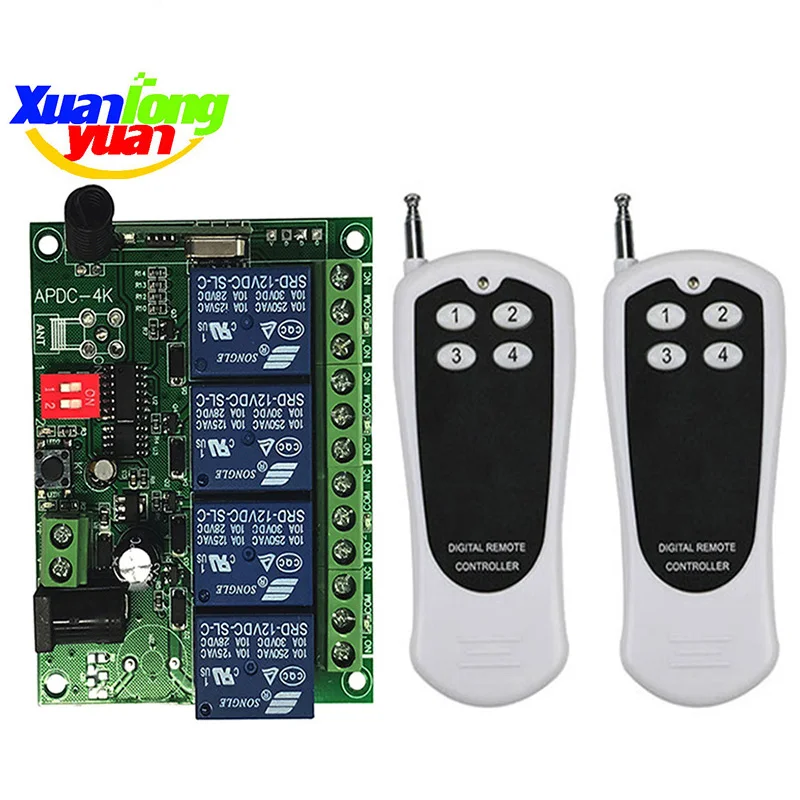 

500m 433MHz Universal Wireless Remote Control DC 12V 24V 4CH Relay Receiver Module RF Switch Remote Control Gate Garage opener