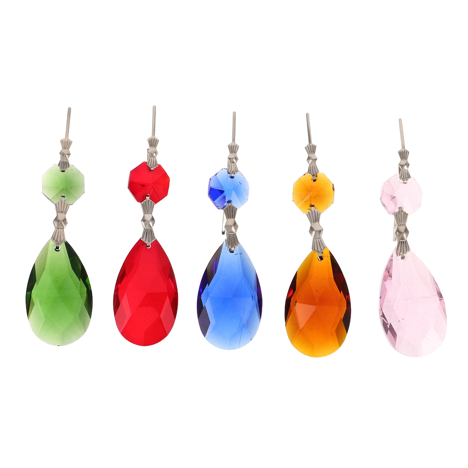 5 قطعة المنشور المعلقة الدمعة الملونة خرز كريستالي لنافذة الثريا مصباح السقف زينة المعلقات الإضاءة المنزلية