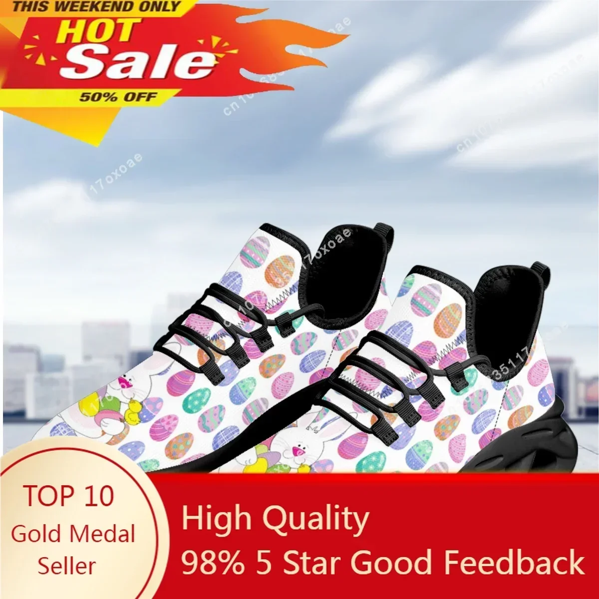 Funny Easter Bunny Design Flats Shoes Women's Lightweight Lace-Up Walking Shoes Students Comfortable Jogging Shoes Easter Gift