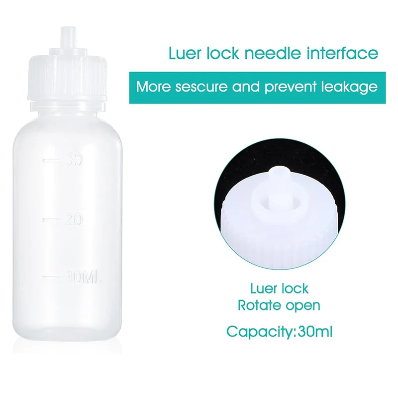 ABJY-6개입 니들 팁 스퀴즈 병, 30ml 플라스틱 스퀴즈 드로퍼 병, 14Ga 16Ga 18Ga 20Ga 블런트 니들 팁 접착제용