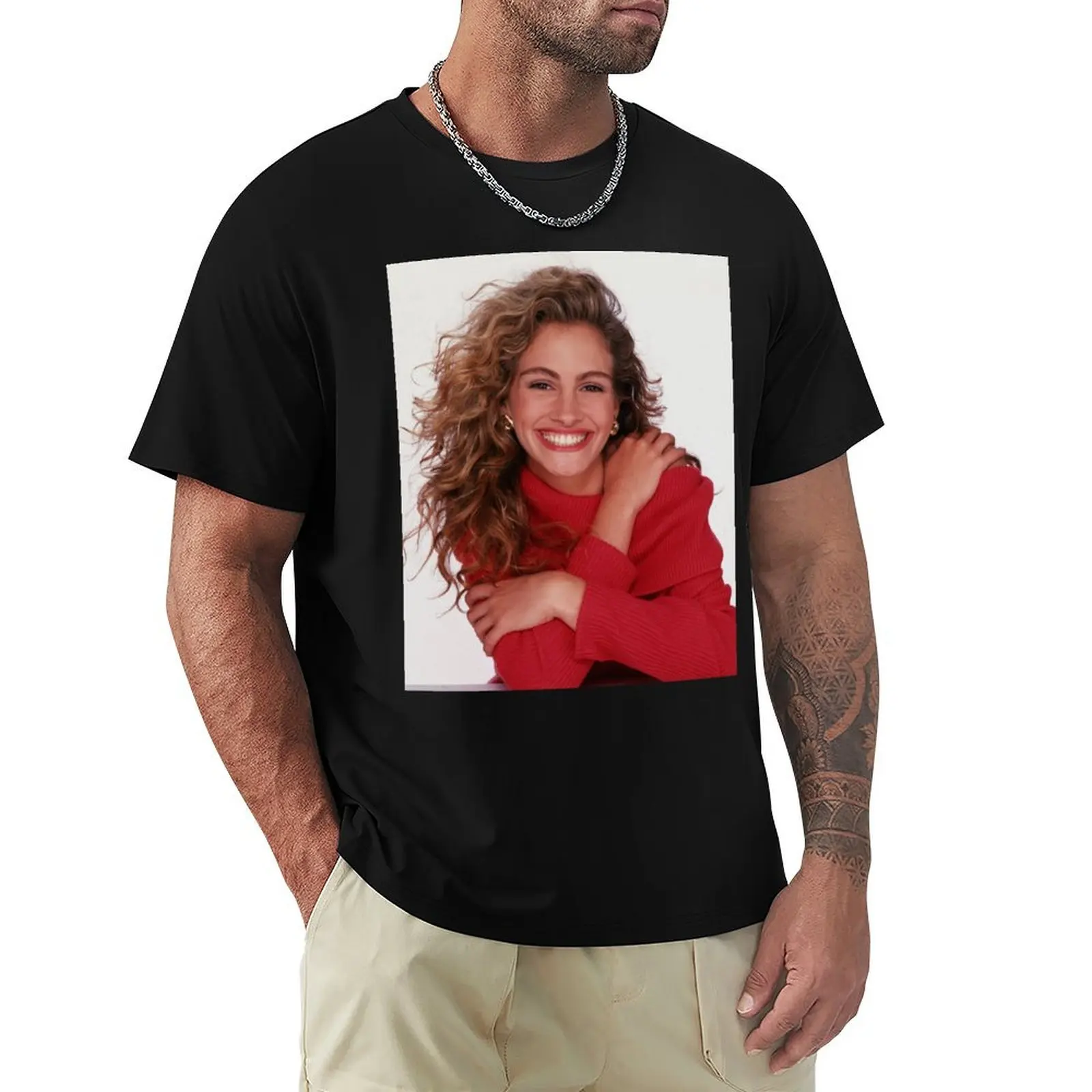 JULIA ROBERTS Art T-Shirt Light Athletic Short Sleeve Tee Shirt