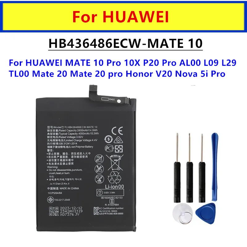 HB436486ECW Battery For HUAWEI MATE 10 Pro 10X P20 Pro AL00 L09 L29 TL00 Mate 20 Mate 20 pro Honor V20 Nova 5i Pro +Tools