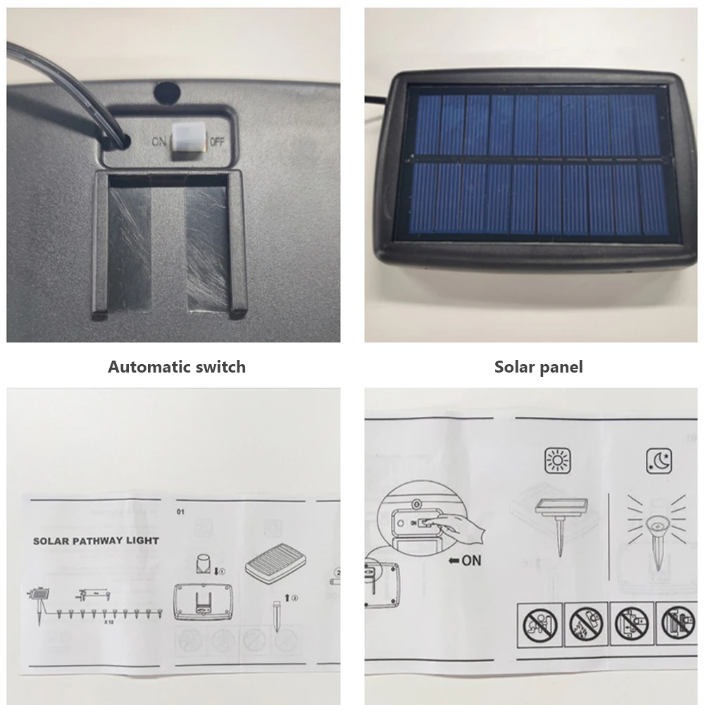 Luces solares para exteriores, 10 LED, 3000K, focos de paisaje, encendido/apagado automático, lámparas de jardín impermeables IP44 para entrada y porche