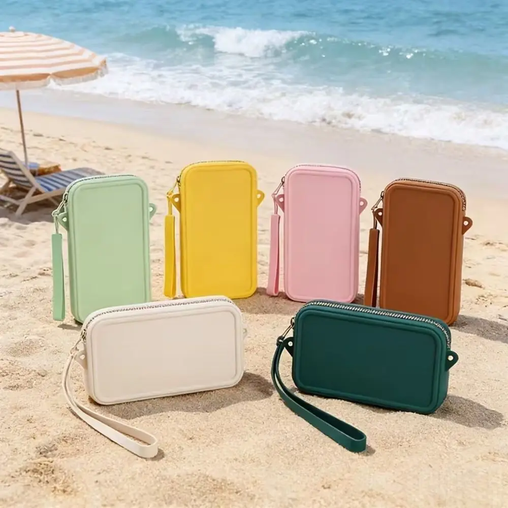 Silicone Multi-Use Makeup Bag Waterproof Solid Color Square Storage Organizer Shockproof Universal Portable Cosmetic Bag