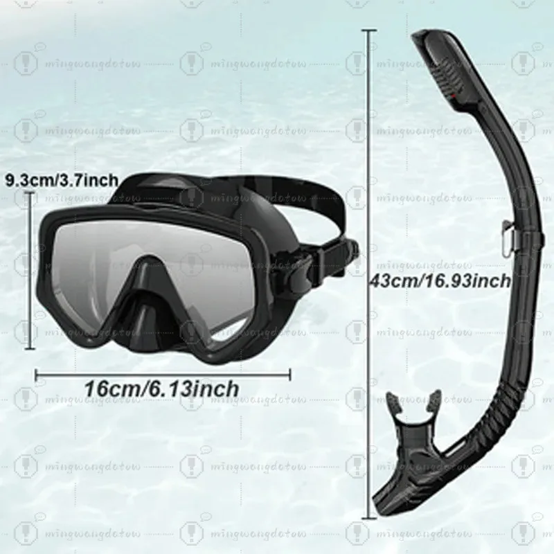 2026New Adult Snorkeling Mask and Snorkel Set, Tempered Glass, Full Dry Snorkel, Professional Panoramic Snorkeling Gear