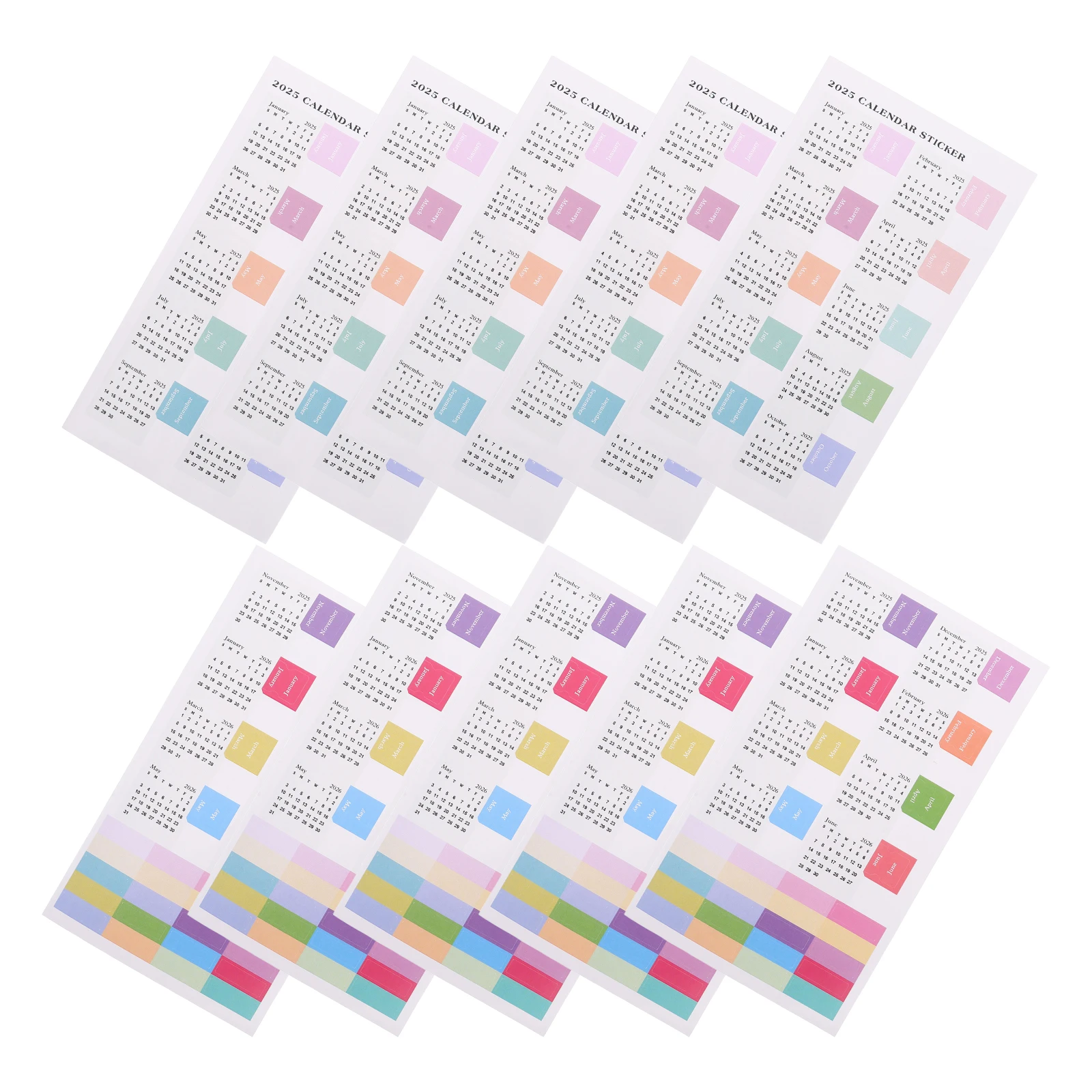 

10 set Calendar Stickers Planner Monthly Tabs 2025-2026 Year Labels Calendar Stickers Easy Indexing Versatile Use