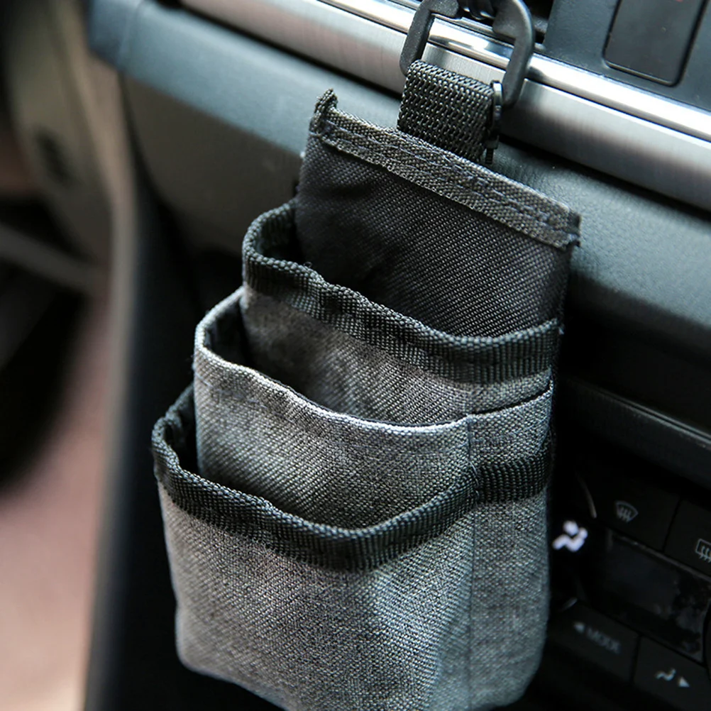 

Car Vent Organizer Multi Pocket Hanging Storage Pouch For Phone Books Cups Cigarettes Small Items Grey Oxford Cloth Car Hanging