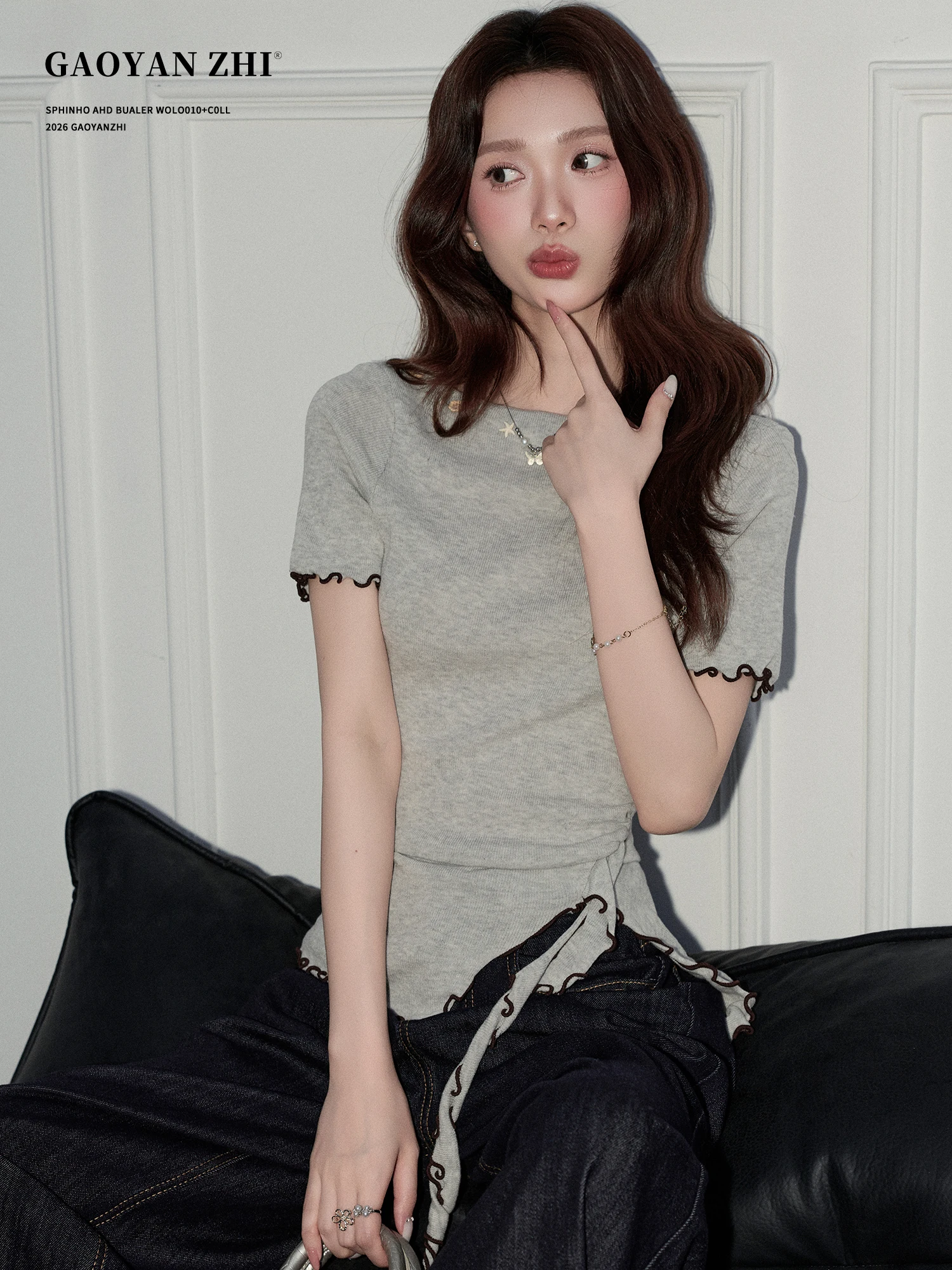 

High Yanyan Korean Style Short Sleeve Knitted Top Women's Summer Slim Fit Wave Versatile Casual Soft Knitwear