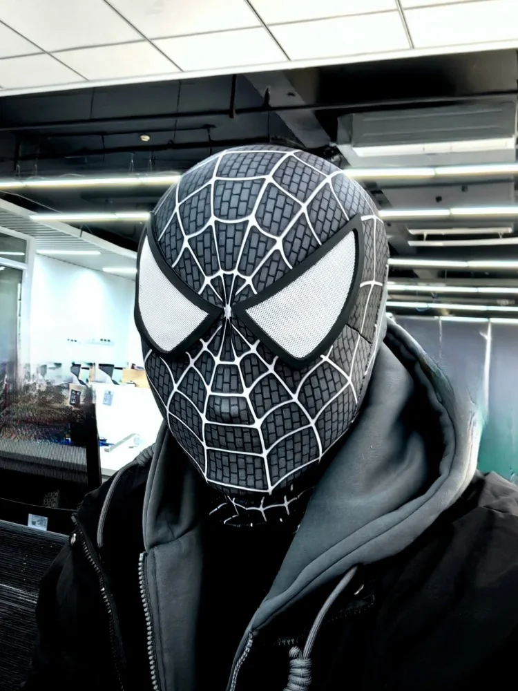 3D Webs Super Hero Venom Mask with Hard Face Shell Magnetic Eyes Screen Printed Fabric Toby Maguire Spiderman Cosplay Accessory view 5