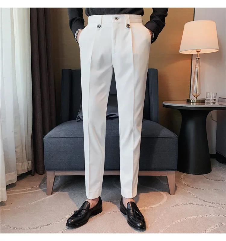 Men Elegant social Suit Pants British Business Casual Solid Slim Fit Straight Dress Pants for Men Formal Trousers Men Clothing