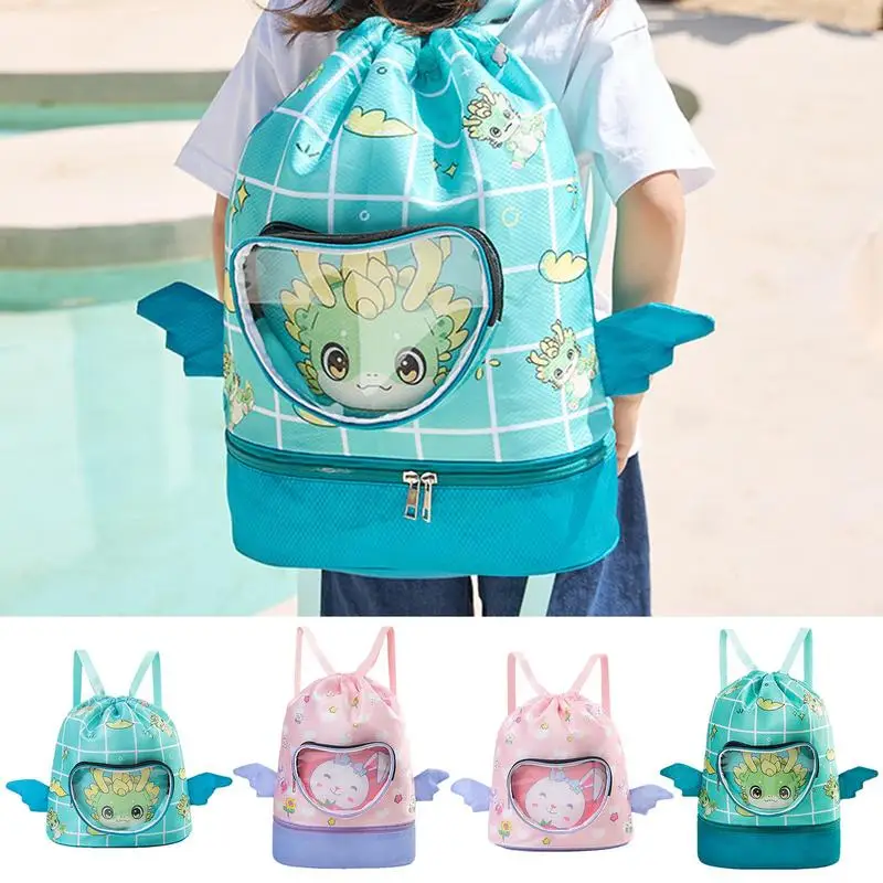 Swim Bags For Swimmers Waterproof Sports Gym Bag Water Resistant Cute Cartoon Swim Bags With Water Bottle Pocket And Wet Dry