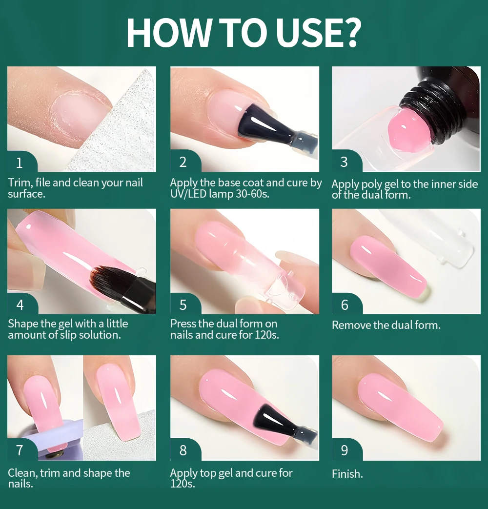 150 Stück Nailpop Dual-Formen Quadratische Sargform Schnellbau-Gel-Form Vollabdeckende Nagelverlängerungsform DIY Nagelkunst Maniküre – Detail 11