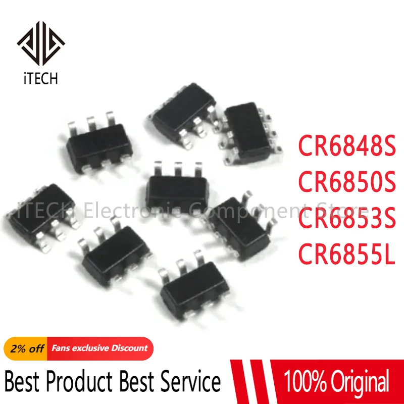 10pcs 100% New CR6853 6853 CR6853B CR6848S CR6848 CR6850S CR6850 CR6855L CR6855 SOT23-6 Chipset