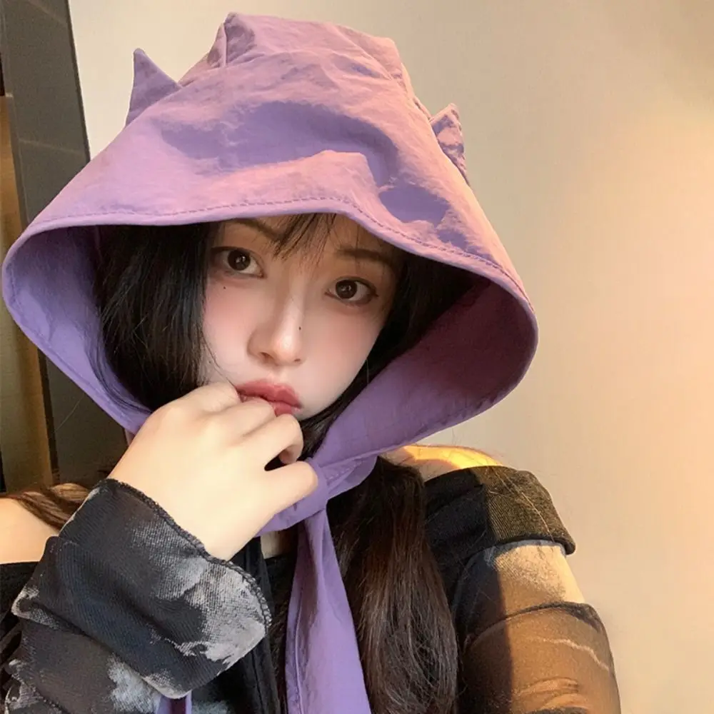 Rahat Kore Tarzı Küçük Şeytan Boynuz Başörtüsü Düz Renk Çabuk kuruyan Askı Şapka Güneş Koruyucu Şapka güneşlikli kep Bere Kap Açık