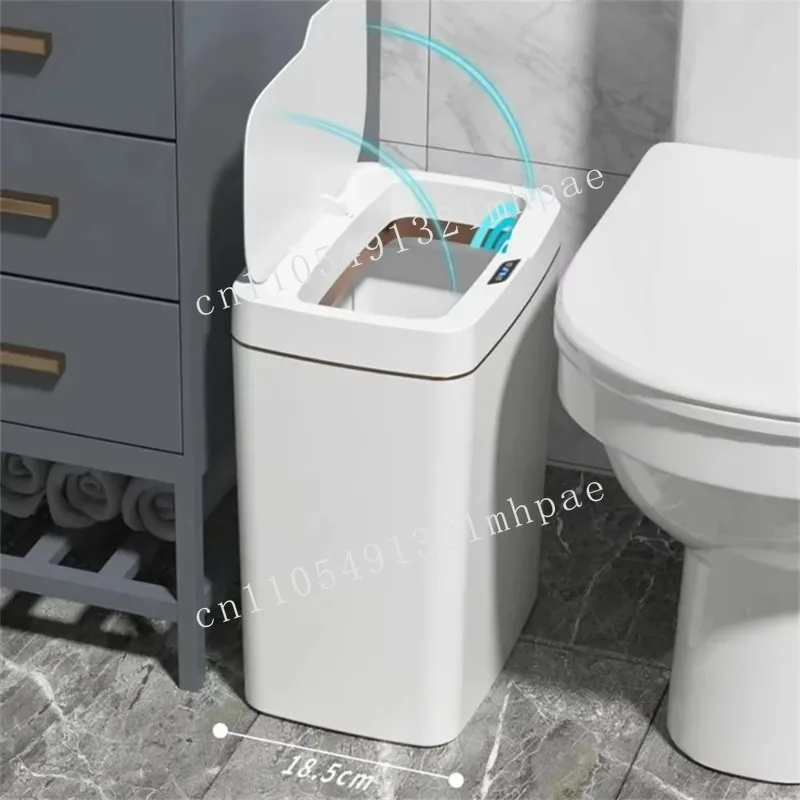 

Smart bathroom trash can automatic bagging electronic trash can white no touch narrow smart sensor trash can smart home 15L