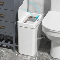 Smart bathroom trash can automatic bagging electronic trash can white no touch narrow smart sensor trash can smart home 15L