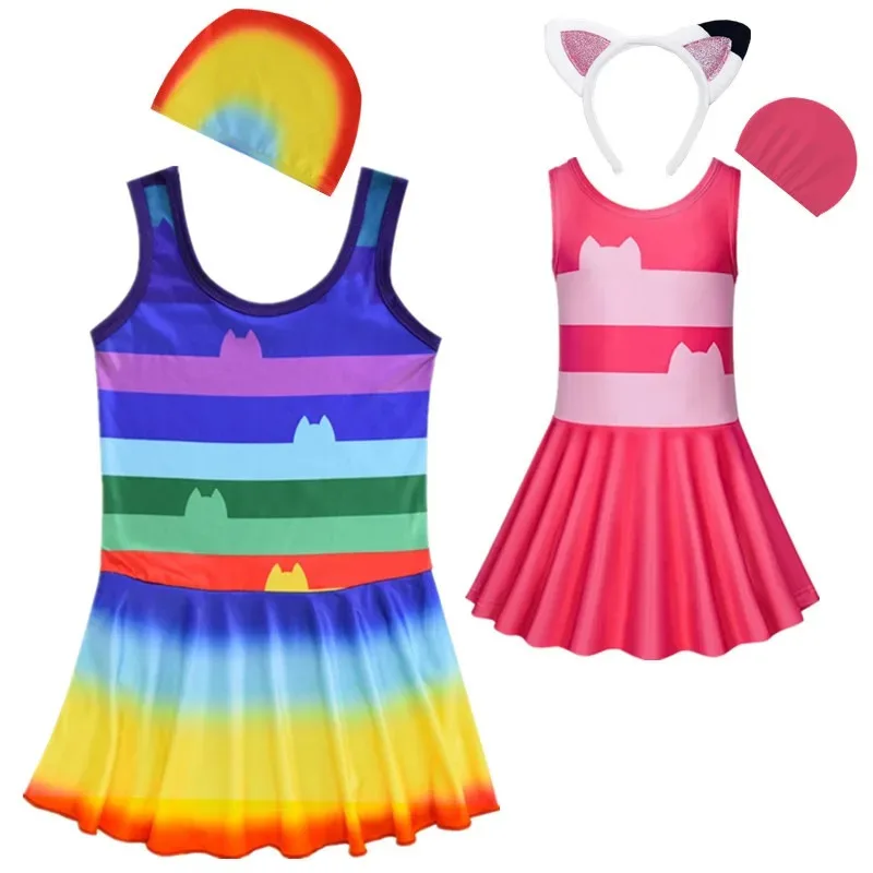 2025 New Cosplay Summer Kids Swimsuit Gabby Cat Vest Swimwear G-Gabby's D-Dollhouse Girls One Piece Swimsuit for Baby Girls Bath