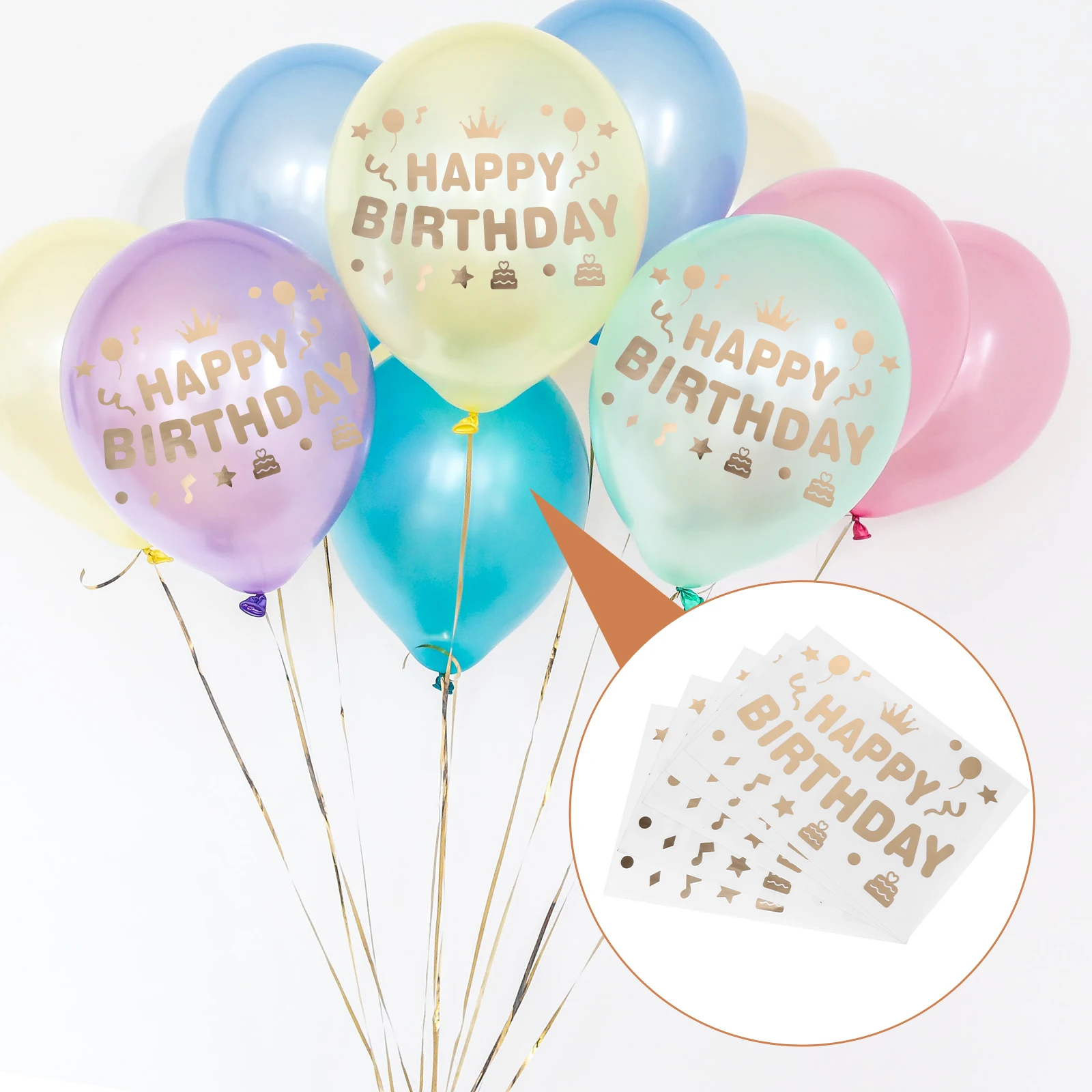 

5 Pcs Self-adhesive Stickers Happy Birthday Car Decal Decorate Sign for Backdrop