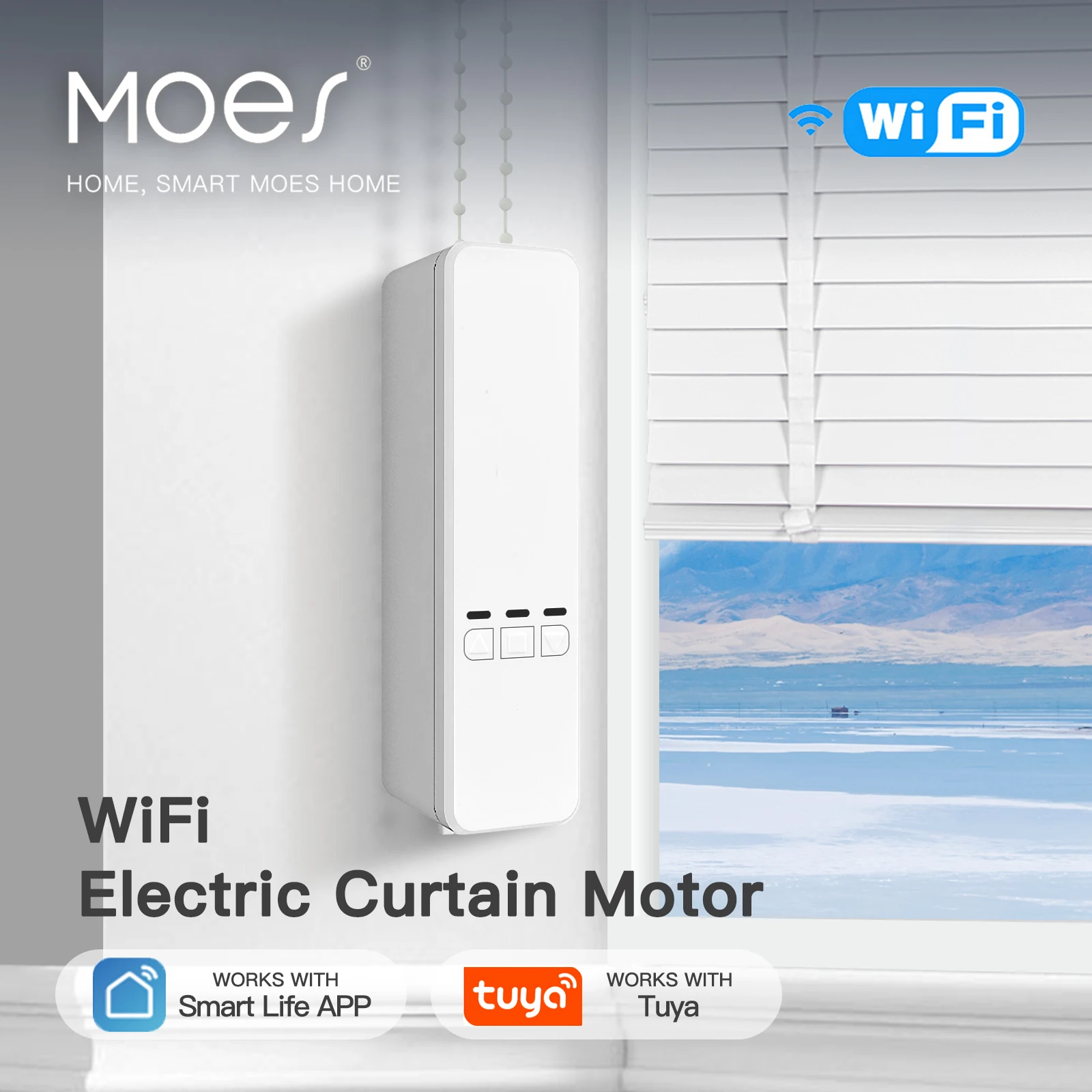 MOES Tuya WiFi Smart Motor Electric Chain Roller Blinds Shade Shutter Drive RF Remote Kit Smart Life App via Alexa/Google