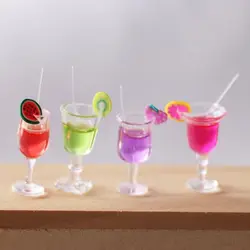 Creative 1:12 Dollhouse Simulation Cocktail Funny Colorful Glass Cup Fruit Juice Beverage Fruit Dollhouse Accessories Children