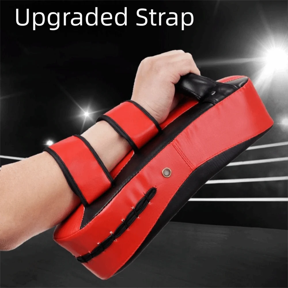 

1pc PU Leather Hand Foot Kicking Pad Curved Wear-resistant Karate Punching Pad Thickened with Fixed Strap Boxing Kick Target