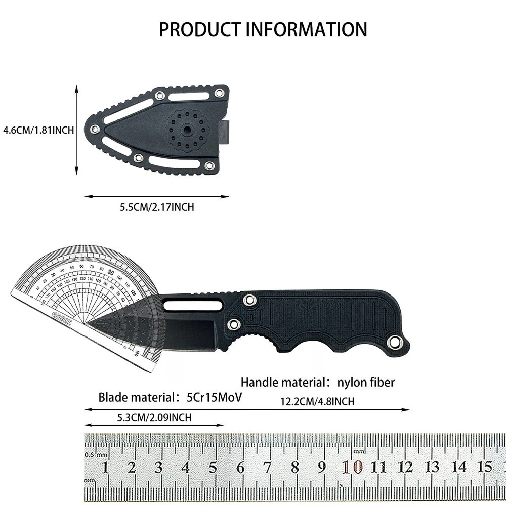 Full-Tang-Messer mit G10-Griff, leichtes EDC-Taschenmesser mit Halskette, Multifunktionswerkzeug mit ABS-Kunststoffhülle, tragbares Outdoor-Camping-Messer – Detail 6