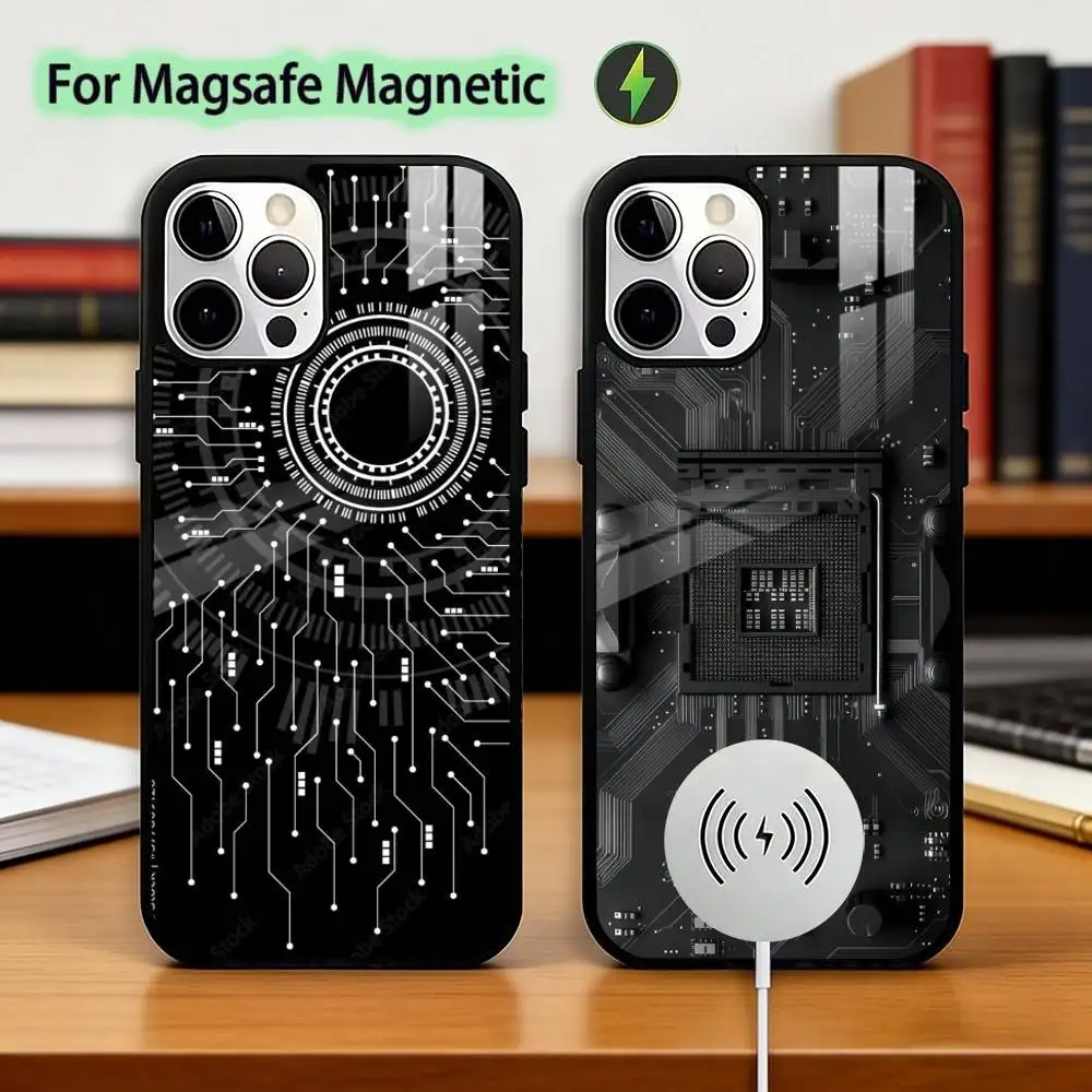 

Inside Circuit B-Board Phone Case For iPhone17,16,15,14,13,12,11 Plus,Pro Magnetic with Magsafe Wireless Charging