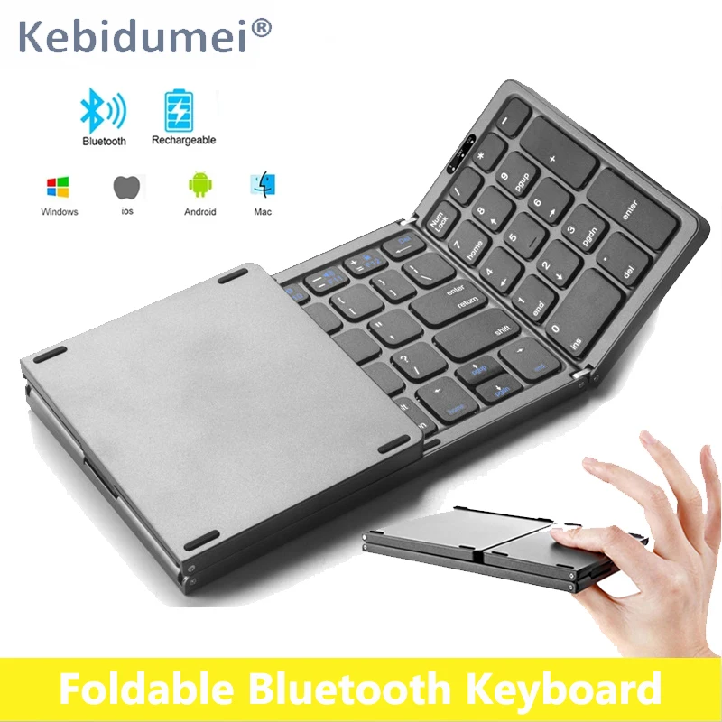 Folding Portable Wireless Keyboard Fordable BT Keyboard Travel Pocket Keyboard for MacOS Windows Android iOS Smartphone Tablet